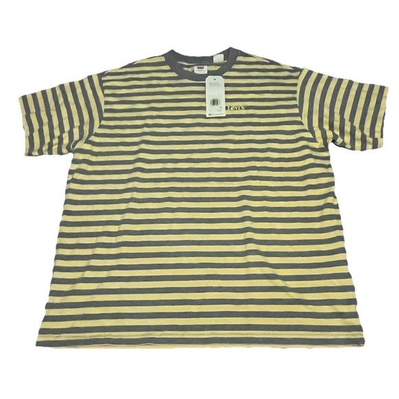 AUTHENTIC‎ LEVI'S SS Vintage FIT Large STRIPES T SHIRT Embroidered Logo - Picture 1 of 6